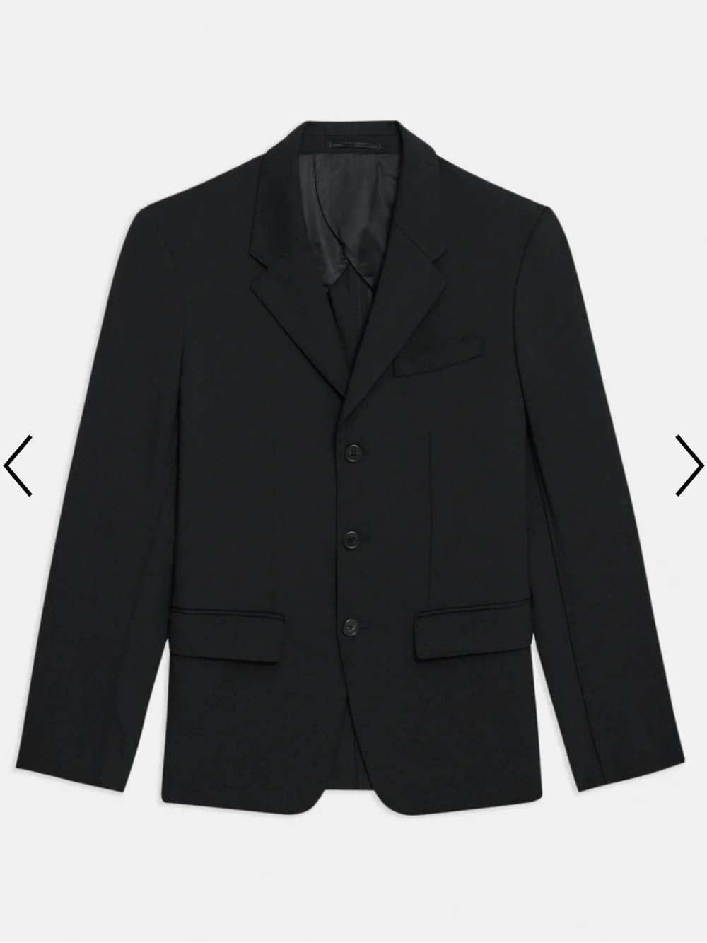 THEORY Classic Black Men's Three-Button Blazer with Nylon Fabric Back Panel 46